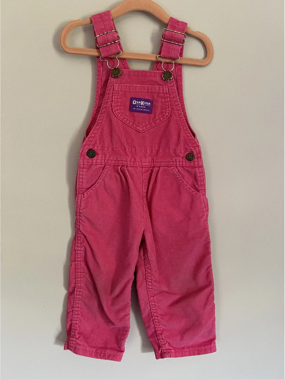 Vintage OshKosh B'Gosh Pink Corduroy Overalls, Made in USA